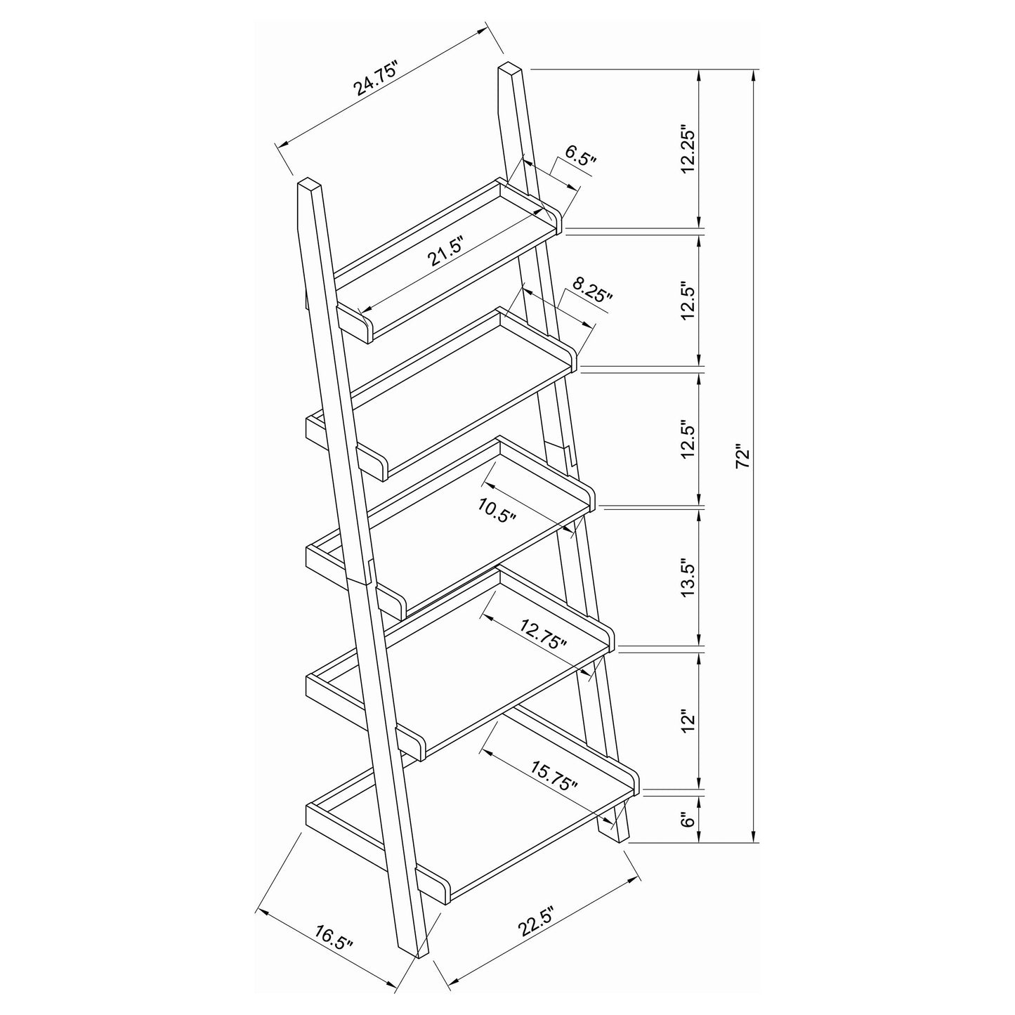 Colella 3-piece 1-drawer Ladder Desk Set Cappuccino