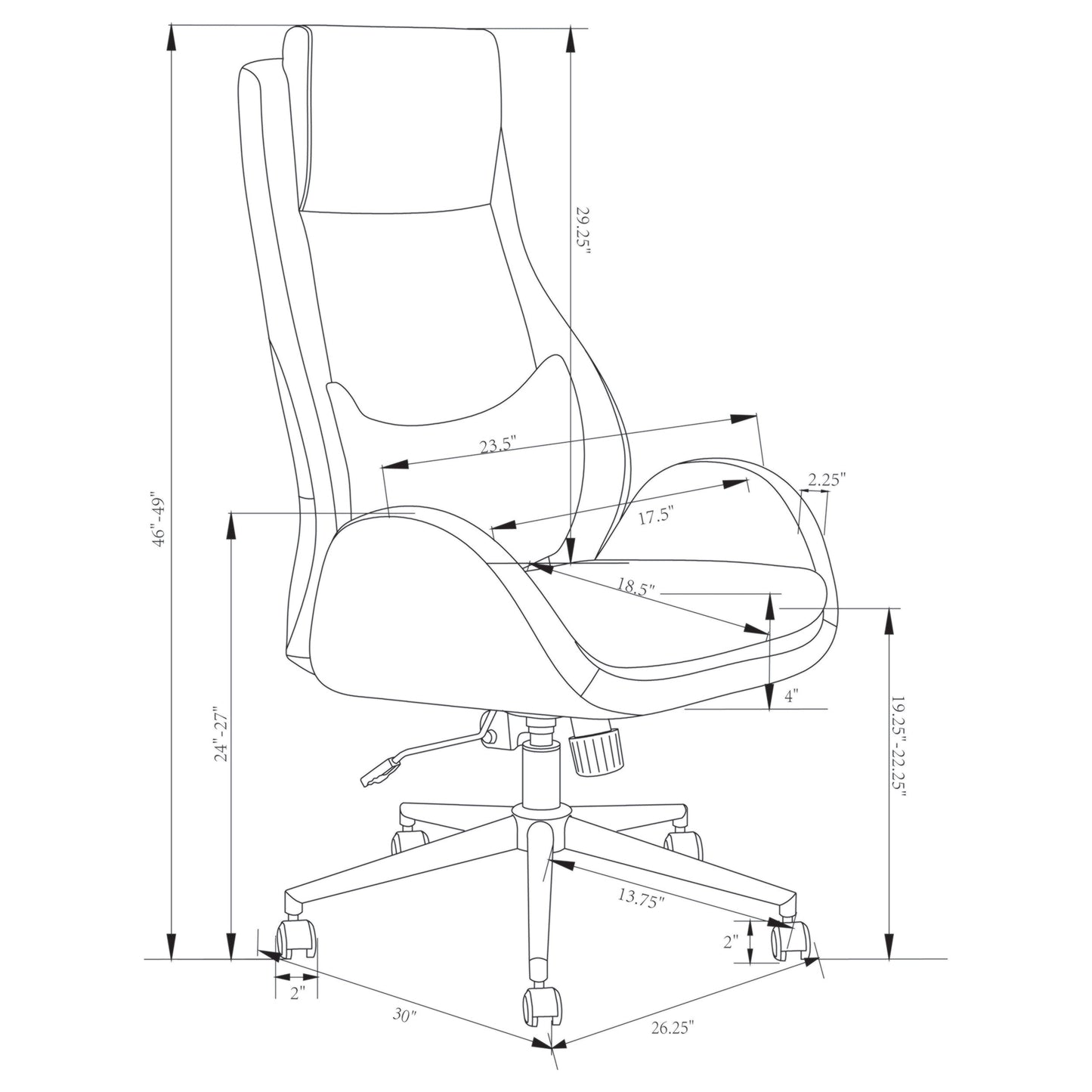 Cruz Upholstered Office Chair with Padded Seat Grey and Chrome