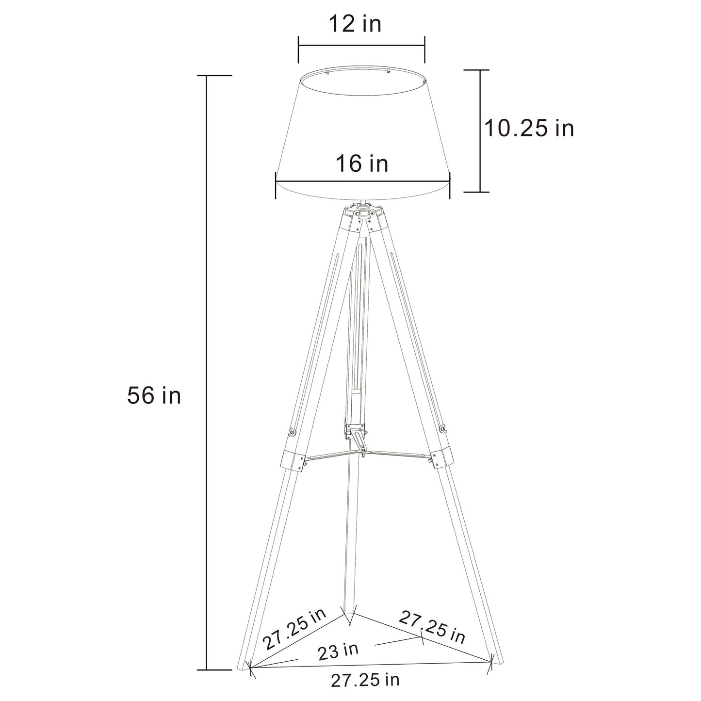 Dayton AdjusTable Empire Shade Tripod Floor Lamp Grey
