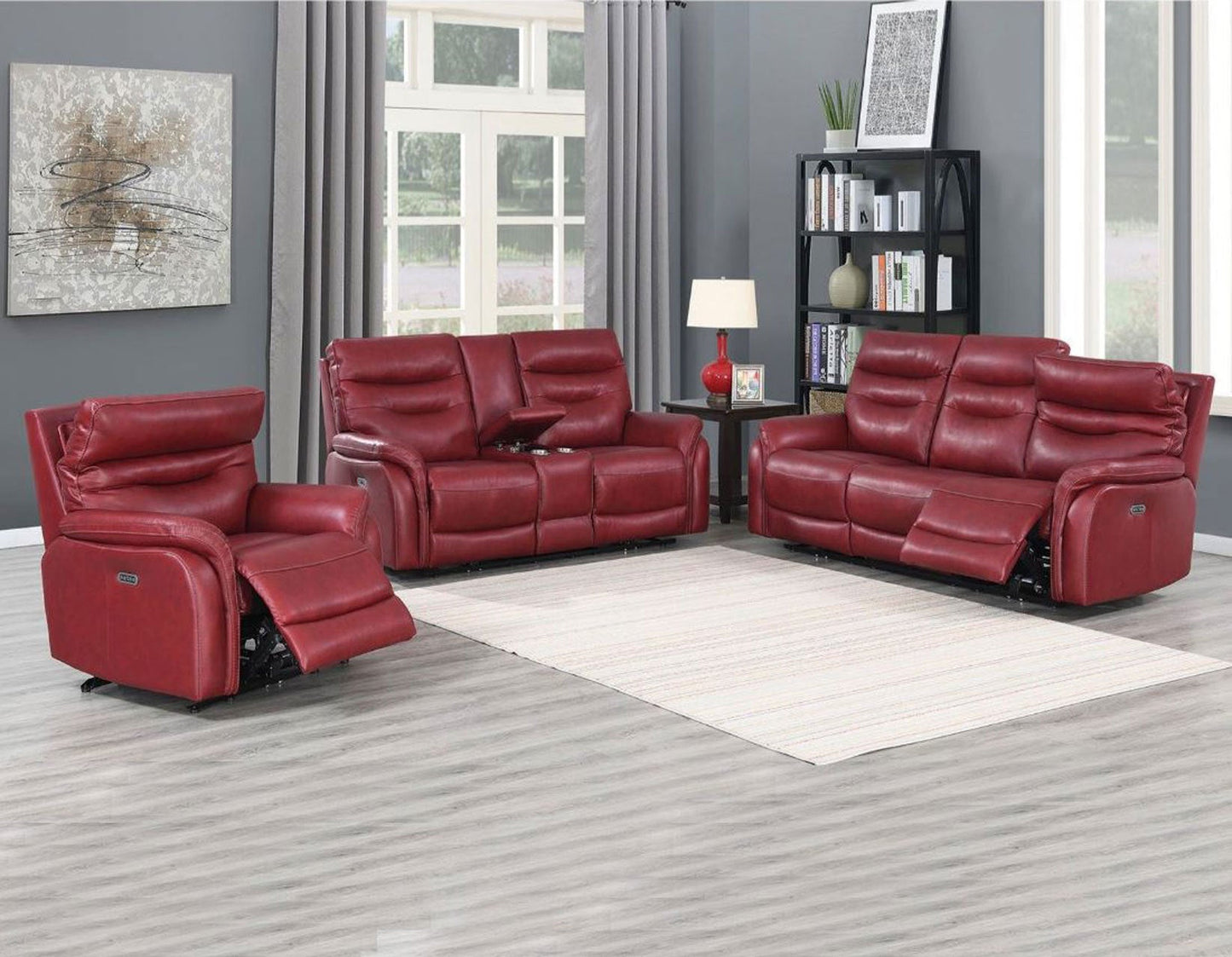 FORTUNA WINE LEATHER MOTION DUAL POWER SOFA (Closeout)