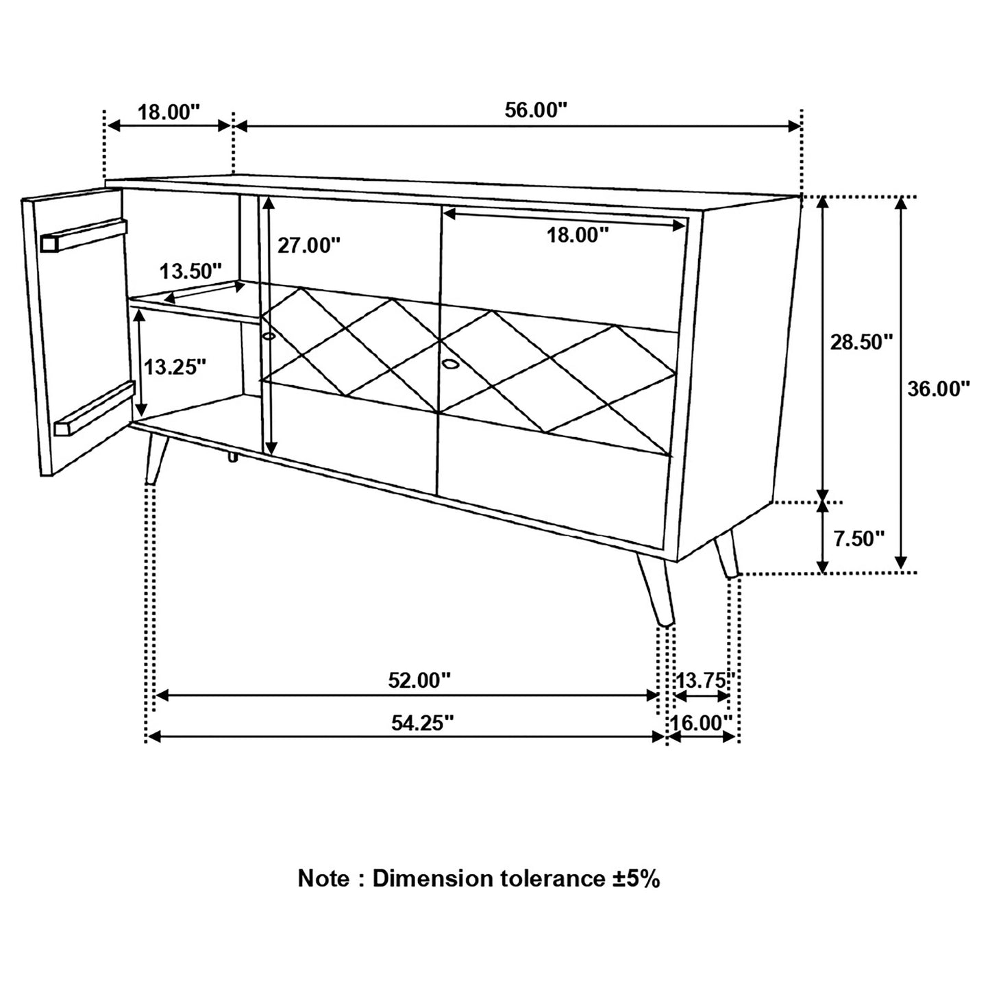 Alyssum Checkered Pattern 3-door Accent Cabinet Natural