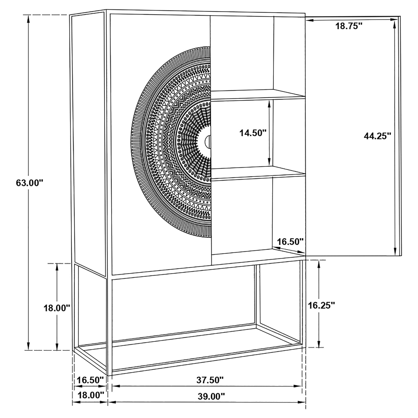 Jenna 2-door Bar Cabinet Black