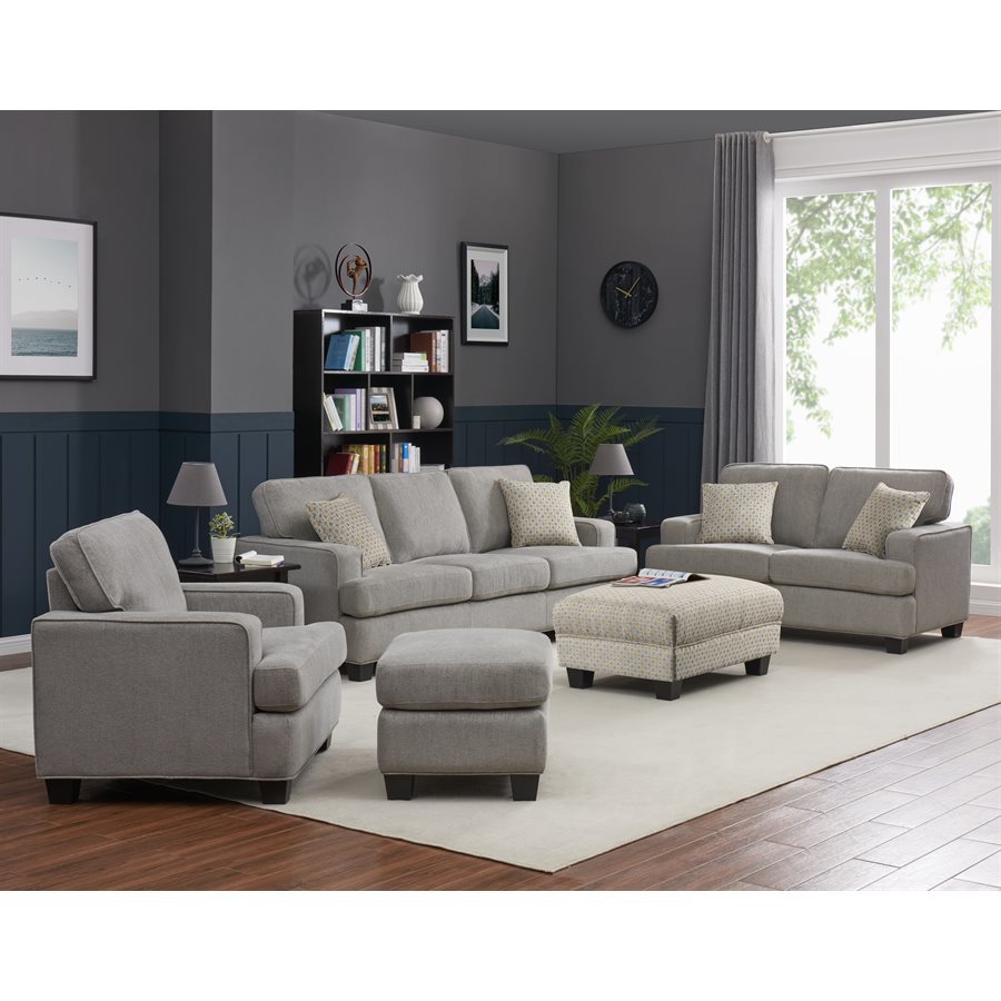 CARTER SOFA W/2 PILLOWS-LIGHT GREY