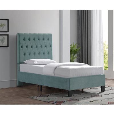 AMELIA TWIN UPHOLSTERED HEADBOARD-FOOTBOARD-RAILS-LIGHT BLUE