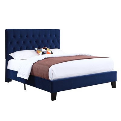 AMELIA CAL KING UPHOLSTERED HEADBOARD-FOOTBOARD-RAILS-NAVY BLUE