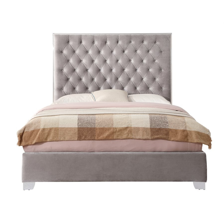LACEY KING UPHOLSTERED FOOTBOARD-RAILS-GREY