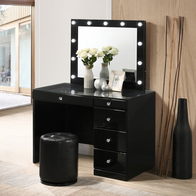 MORGAN ROUND SWIVEL STOOL BLACK