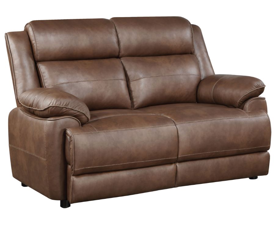 Ellington Upholstered Padded Arm Loveseat Dark Brown