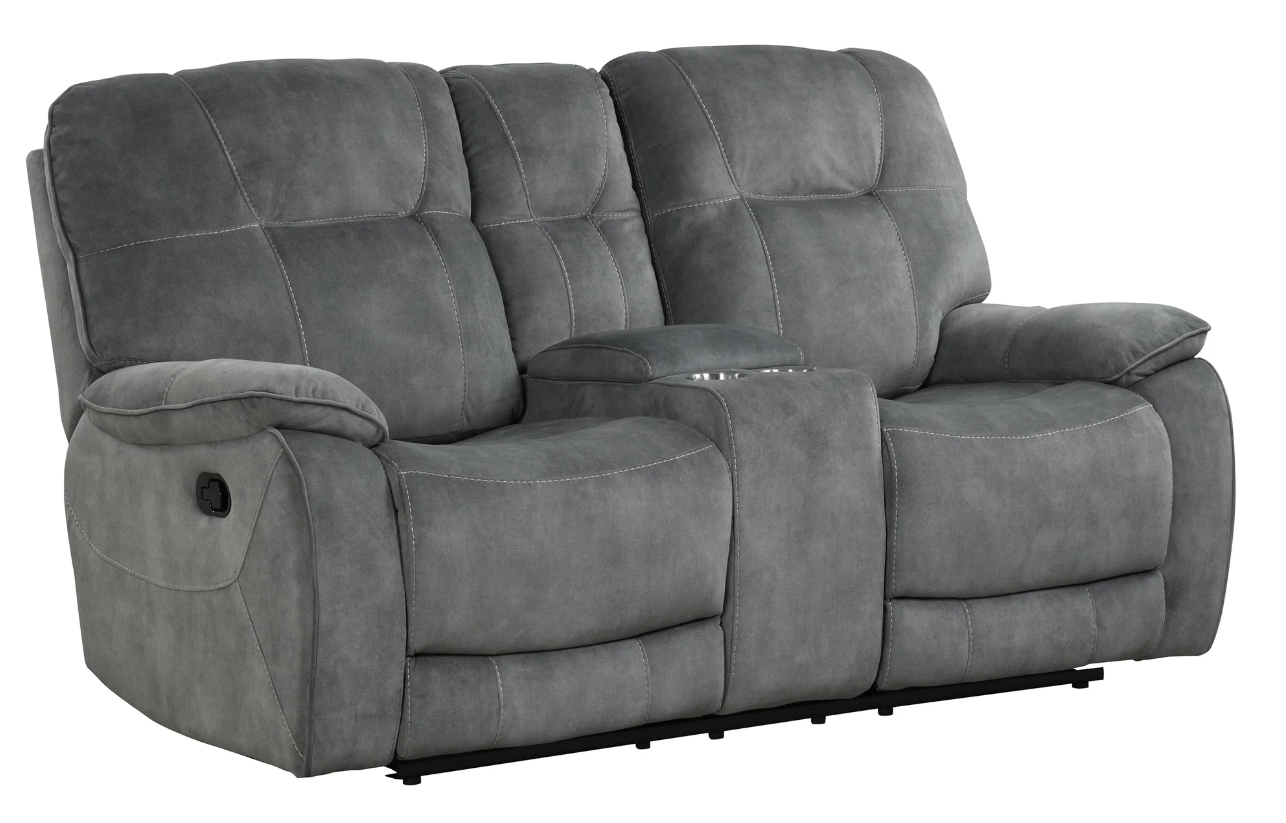 Cooper Shadow Grey Reclining Console Loveseat