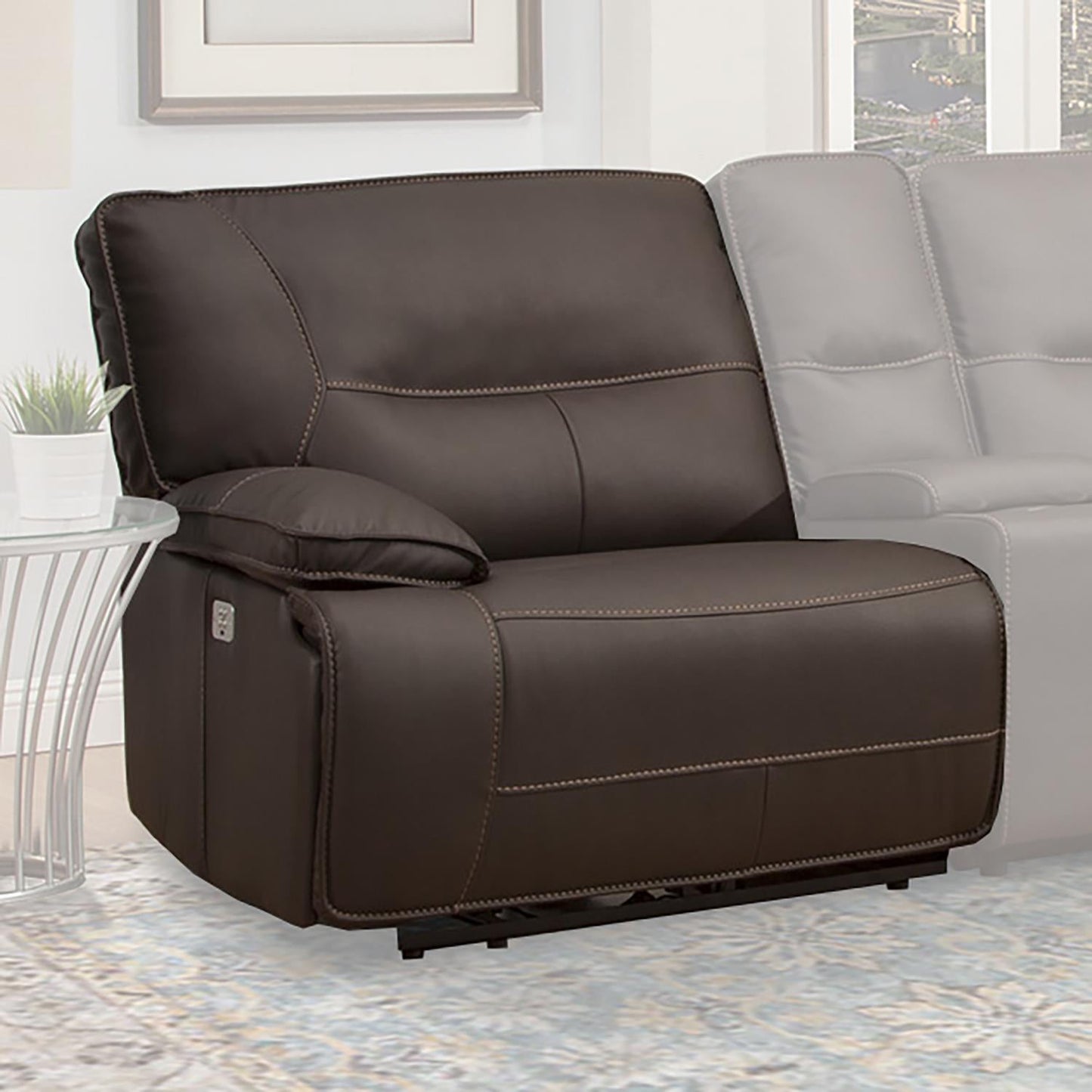 Spartacus Chocolate Sectional Sectional Power Sectional Left Arm Facing Recliner