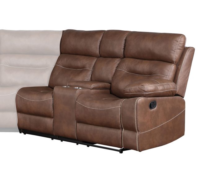 Rudger (Sectional) Brown RAF Loveseat with Console