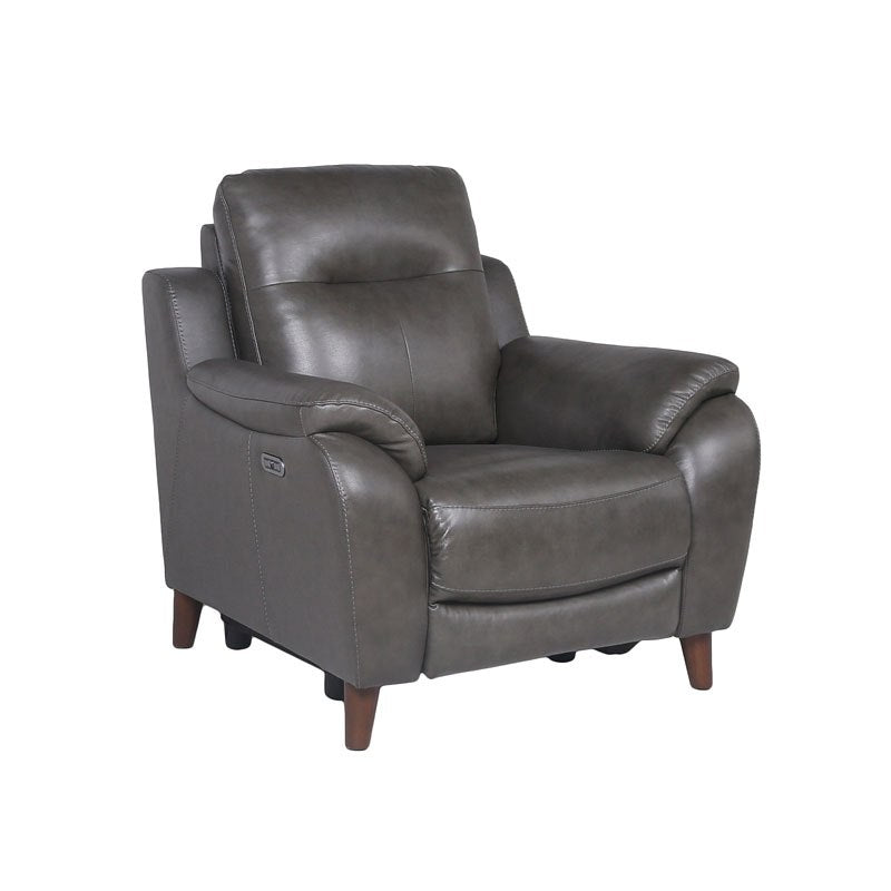 Trento Charcoal Dual Power Leather Recliner