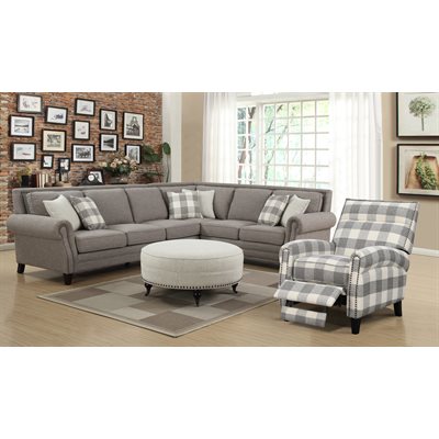 WILLOW CREEK RSF CORNER SOFA W/4 PILLOWS-GREY