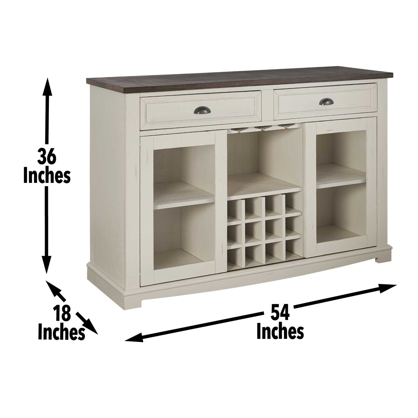 Cayla Server Dark Oak & White