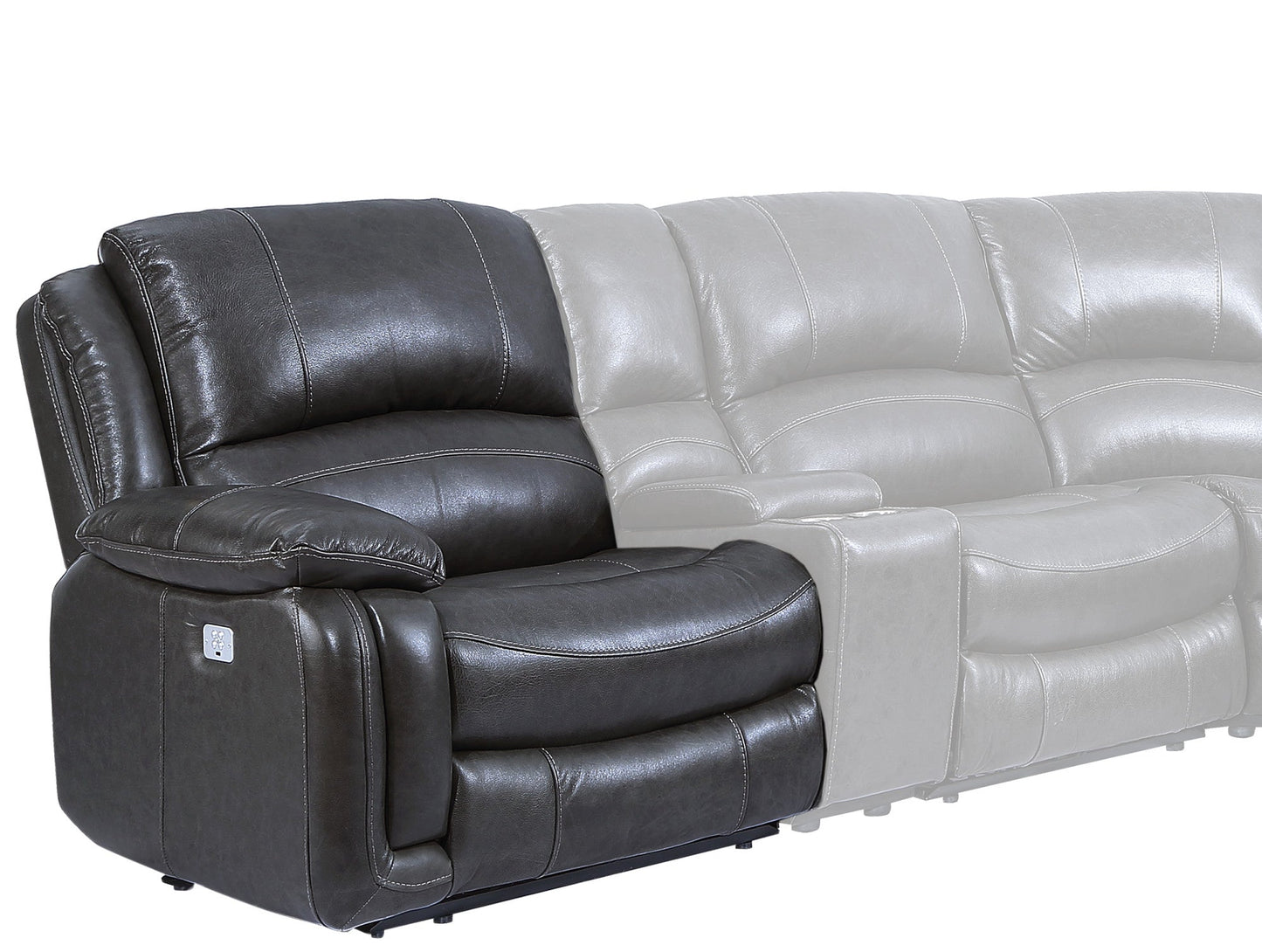 Denver Charcoal Sectional LAF P/P Recliner