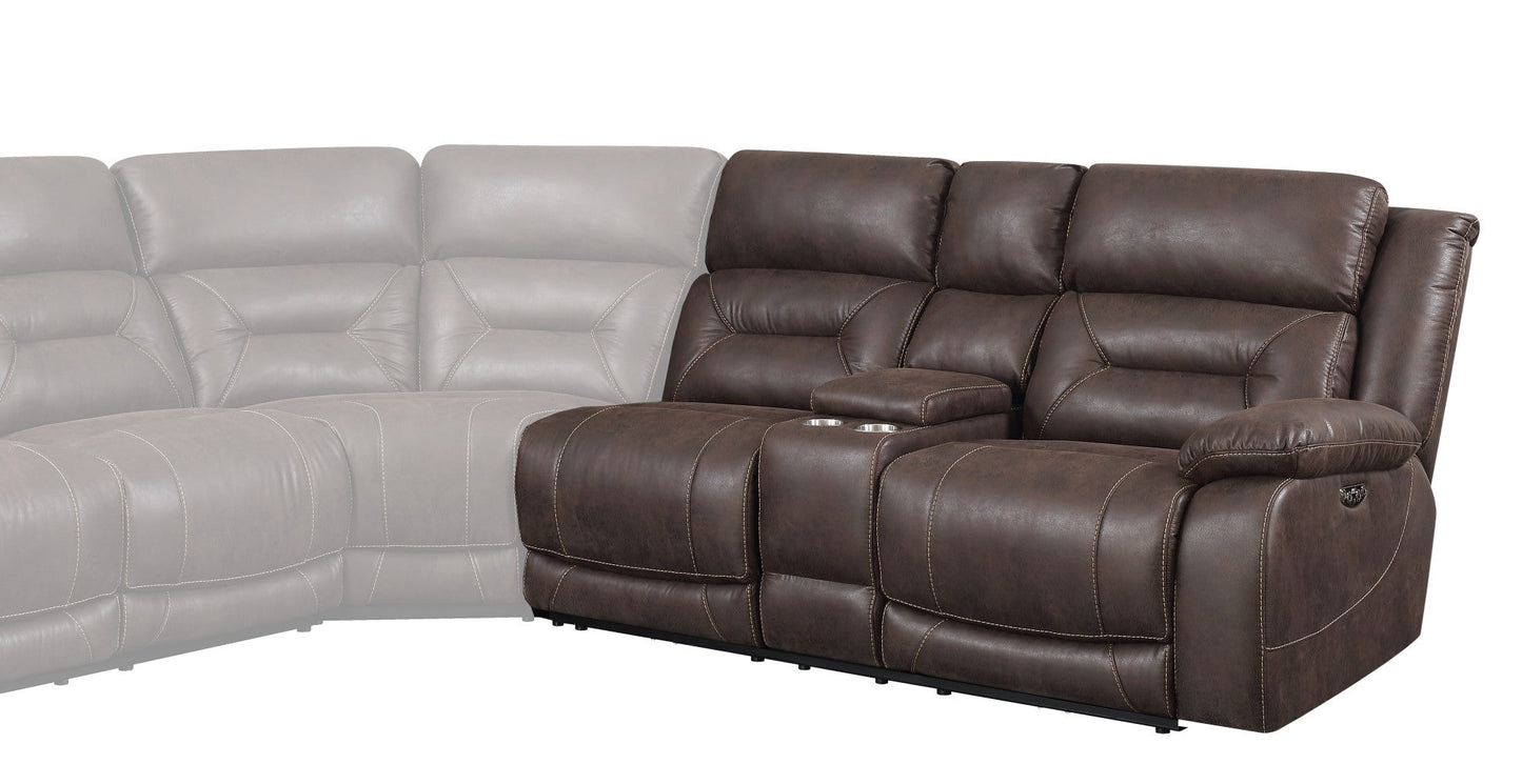 Aria Brown Sectional RAF Dual-Power Reclining Sectional Loveseat