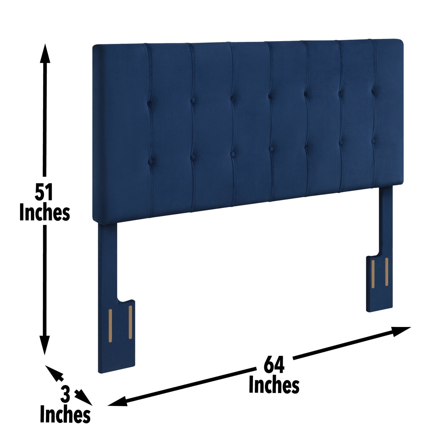 Regina Queen Headboard Blue Velvet