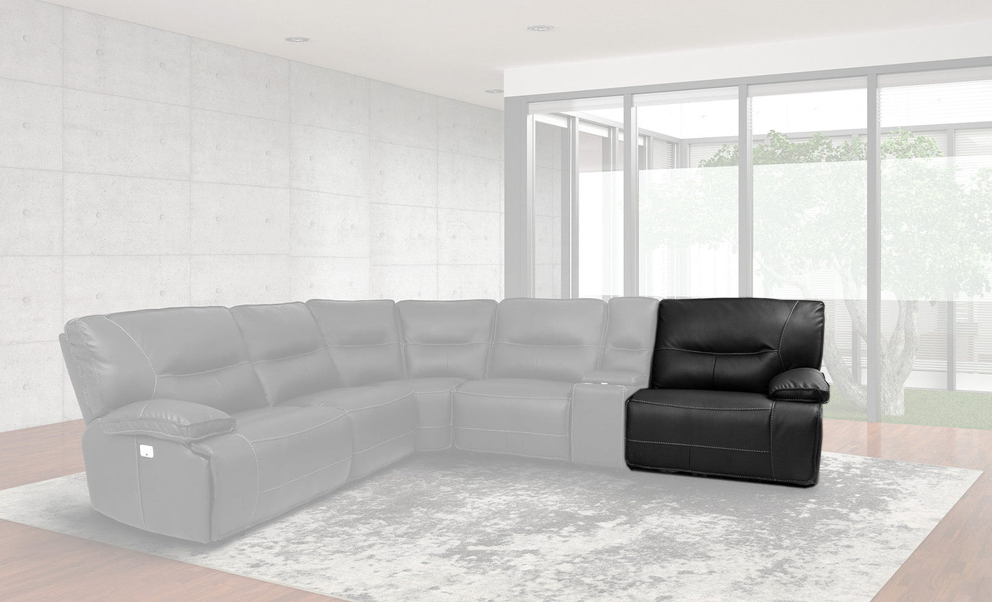 Spartacus Black Sectional Power Sectional Right Arm Facing Recliner