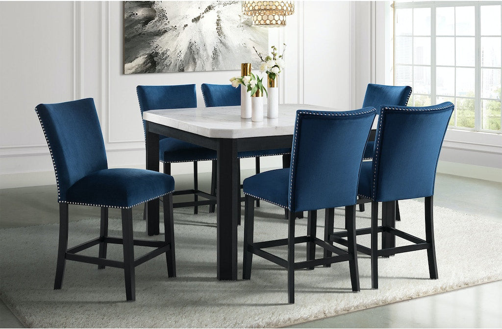 FRANCESCA Counter Chair (Blue Velvet)
