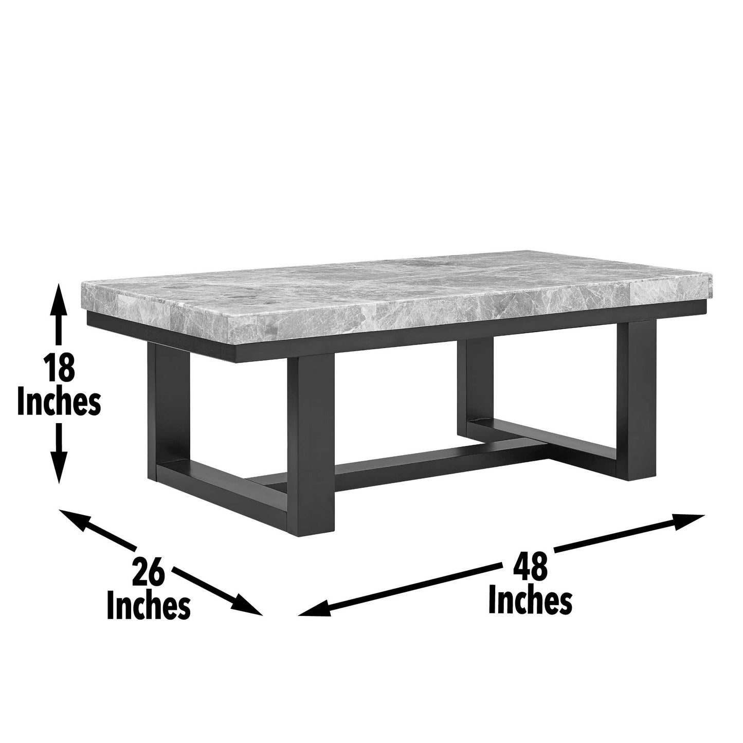 Lucca Gray Marble Top Cocktail Table