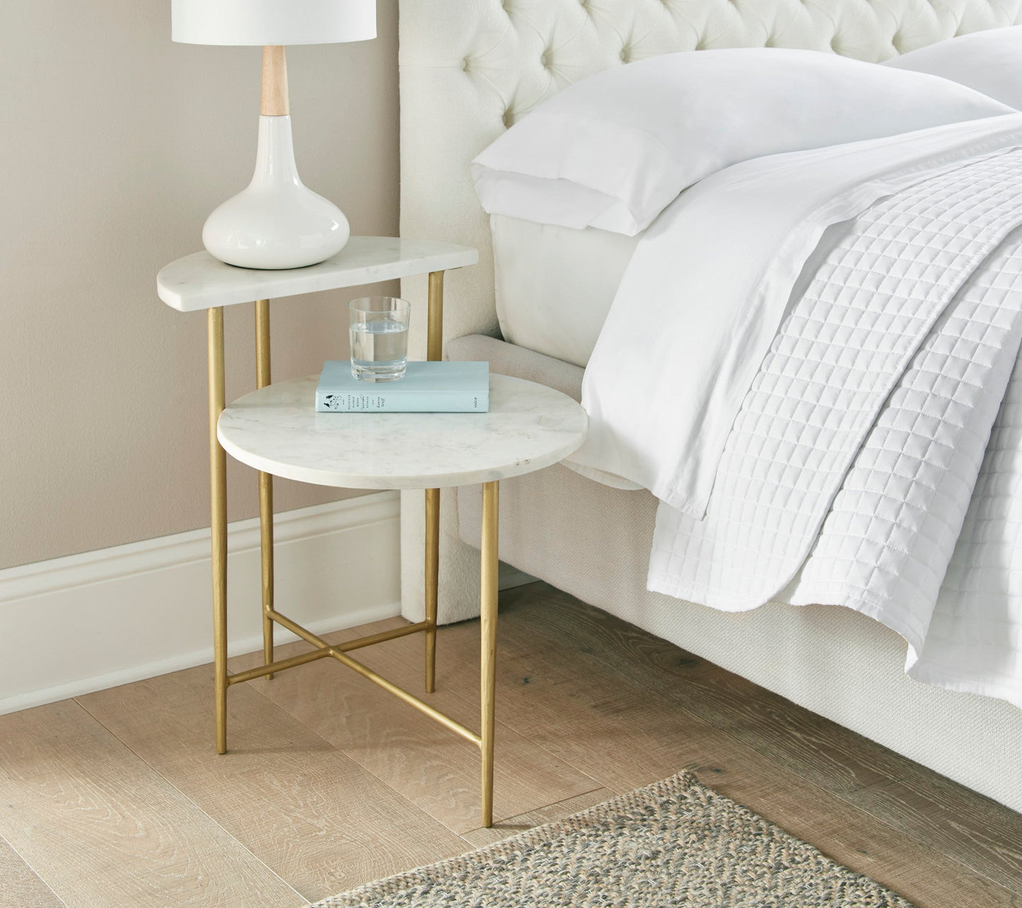 Patna White Marble Top Side