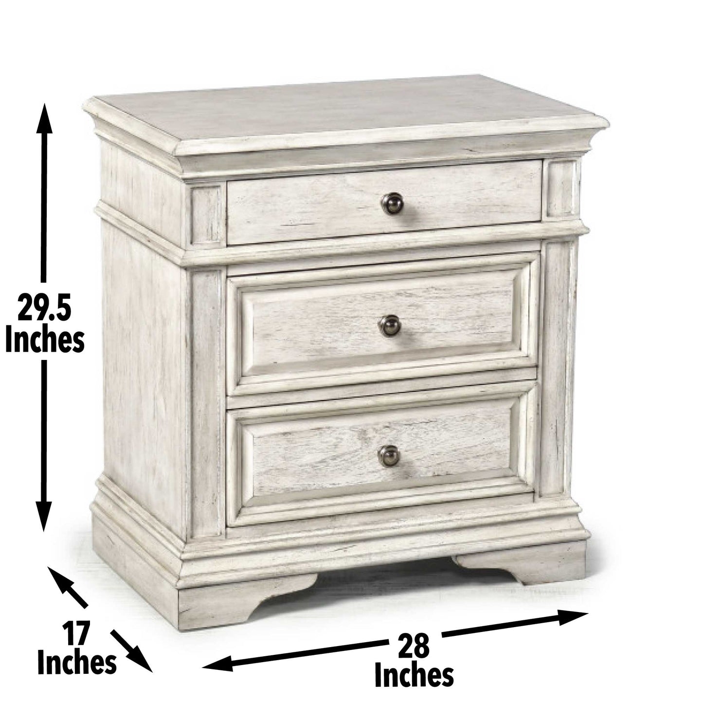 Highland Park Cathedral White Nightstand