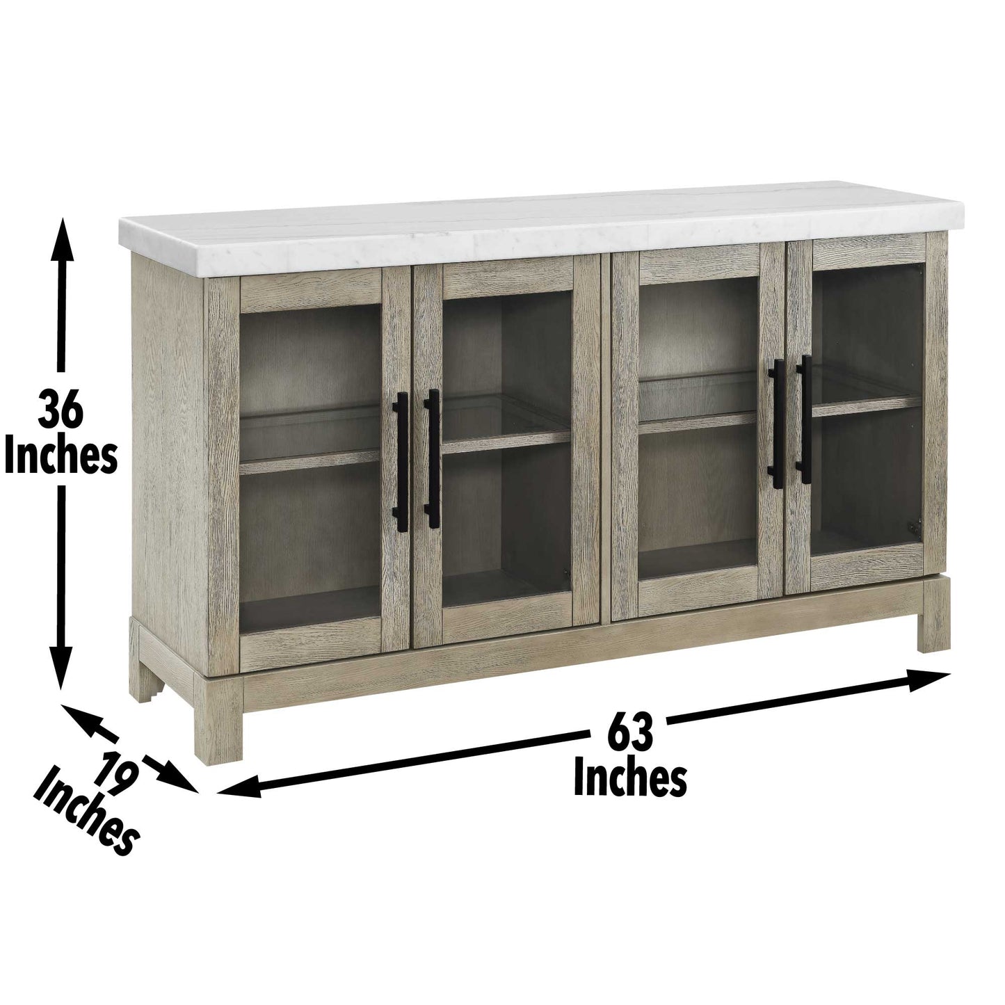 Carena White Marble Top Sideboard w/Powe
