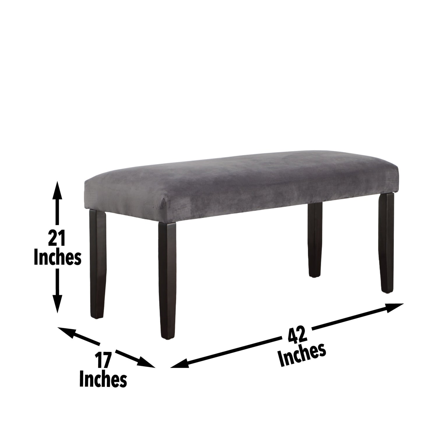 Napoli Gray Velvet Dining Bench