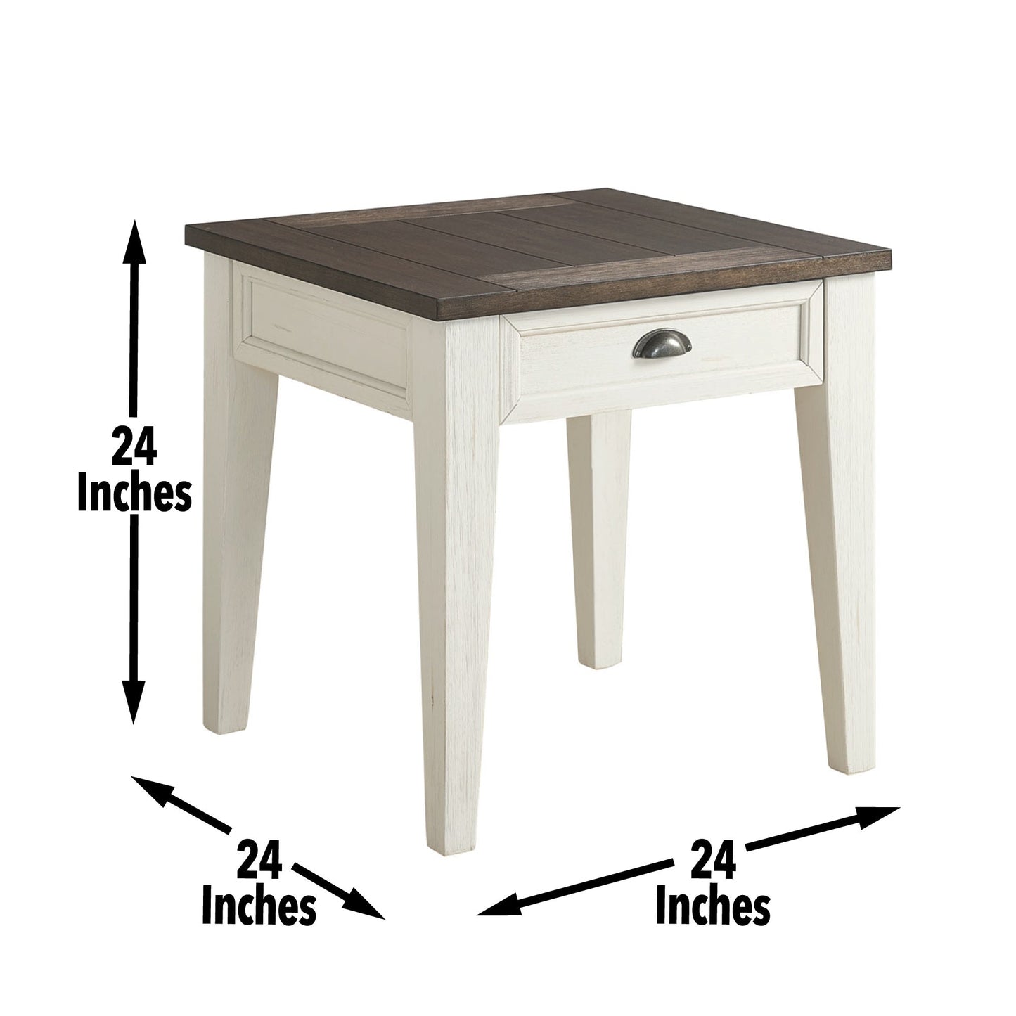 Cayla End Table Dark Oak/White