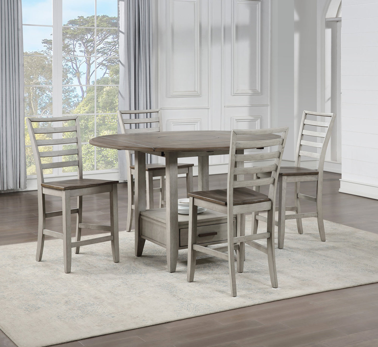 Abacus Drop Leaf Counter Height Dining 5PC Set