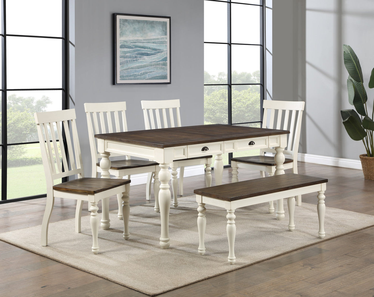 Joanna Ivory/Mocha 4-drawer Dining Table