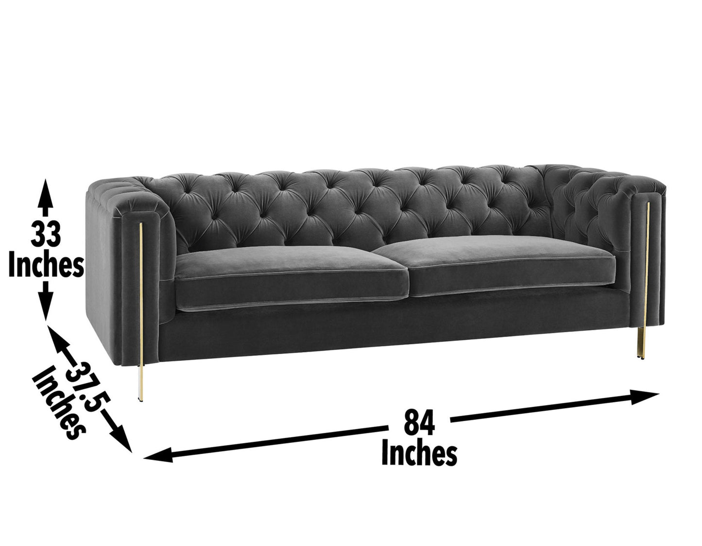 Charlene Gray Velvet Button Tufted Sofa