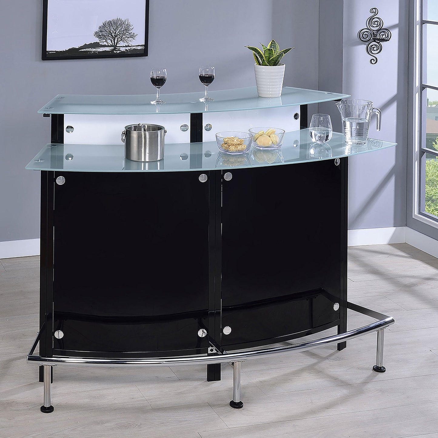 Keystone Glass Top Bar Unit Black