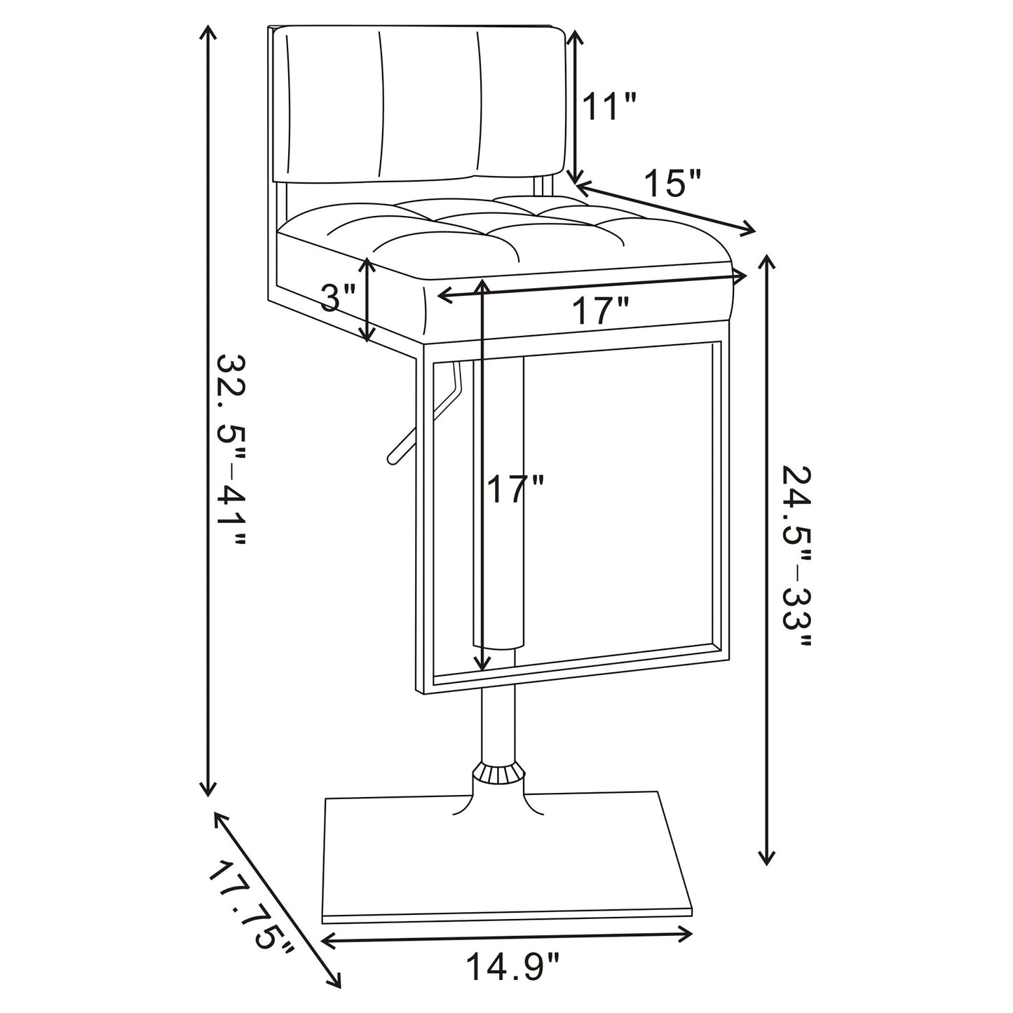 Alameda AdjusTable Bar Stool White and Chrome