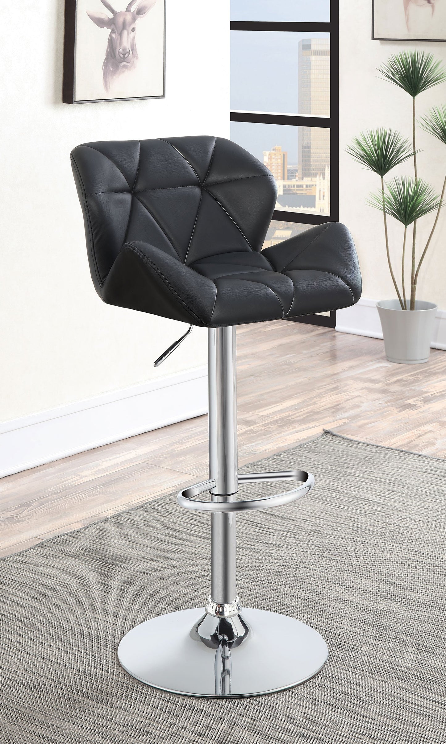 Berrington AdjusTable Bar Stools Chrome and Black (Set of 2)