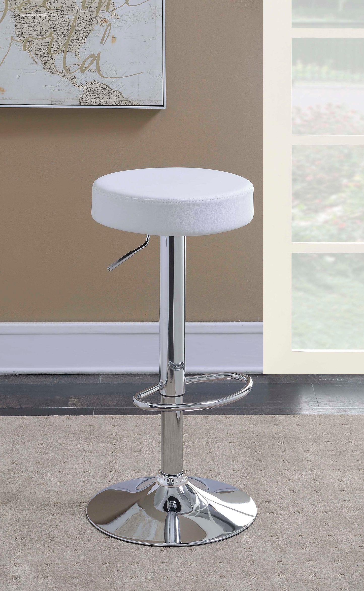 Ramses AdjusTable Backless Bar Stool Chrome and White