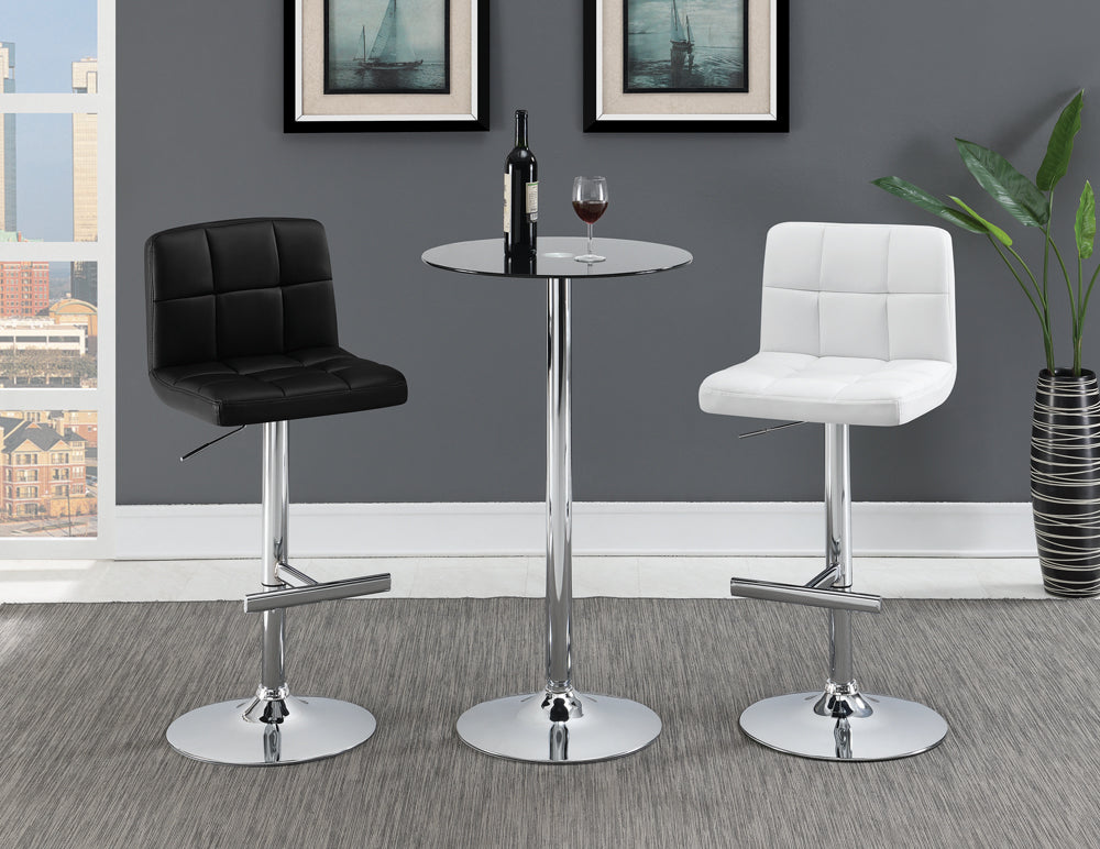 Lenny AdjusTable Bar Stools Chrome and Black (Set of 2)