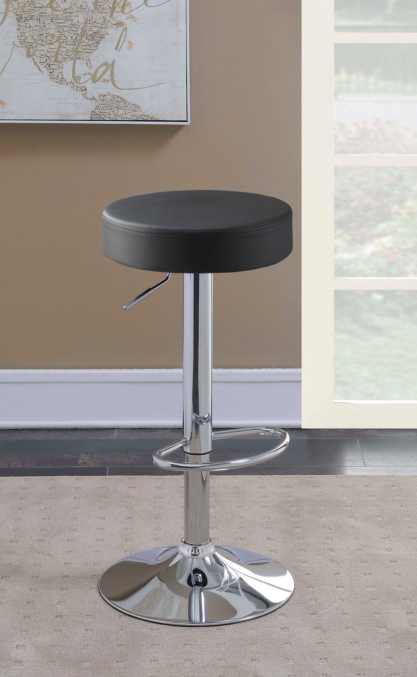 Ramses 29" AdjusTable Bar Stool Chrome and Black