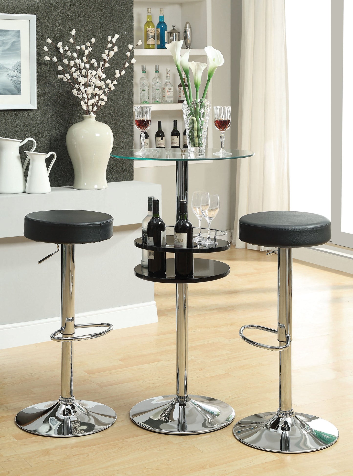Ramses 29" AdjusTable Bar Stool Chrome and Black