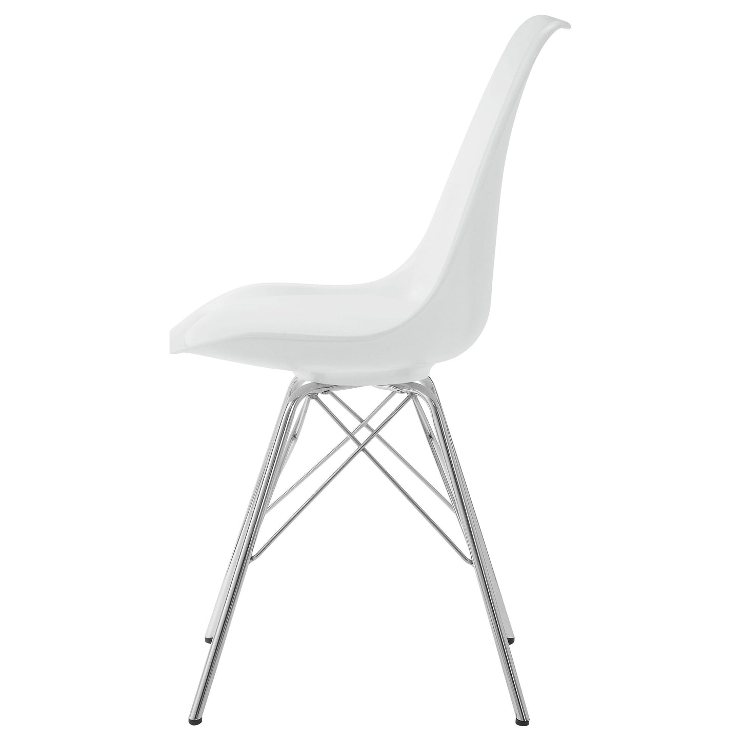 Juniper Armless Dining Chairs White and Chrome (Set of 2)
