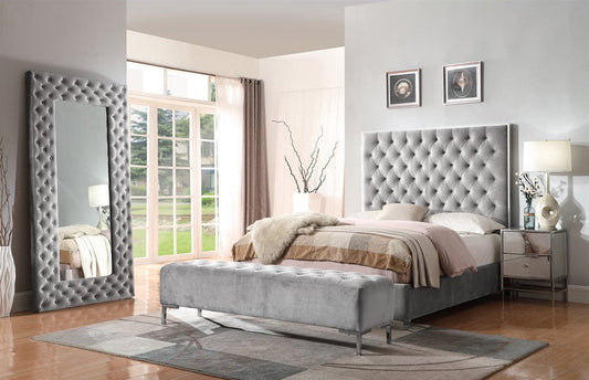 LACEY QUEEN UPHOLSTERED-FOOTBOARD-RAILS-GREY