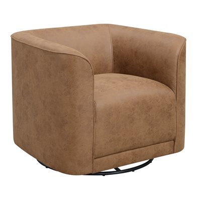 SWIVEL ACCENT CHAIR- SADDLE BROWN