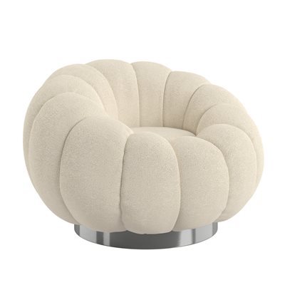 PUMPKIN SWIVEL CHAIR BLACK BASE - WHITE BOUCLE