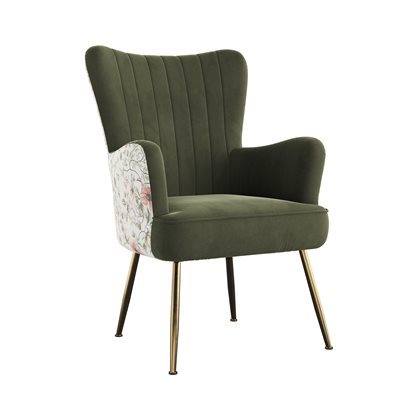 ACCENT CHAIR - RECYCLED GREEN/FLORAL