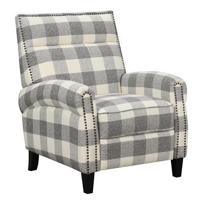 WILLOW CREEK GREY PLAID PUSH BACK CHAIR
