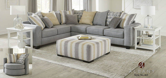Stonewash Cocktail Ottoman - Grey