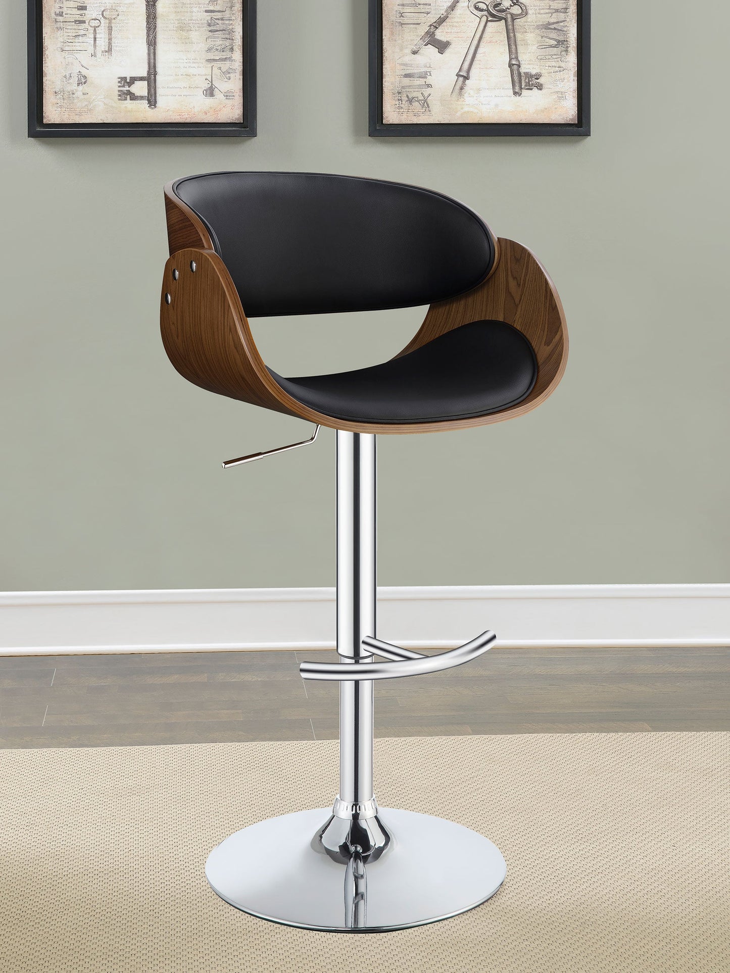 Dana AdjusTable Bar Stool Black and Chrome