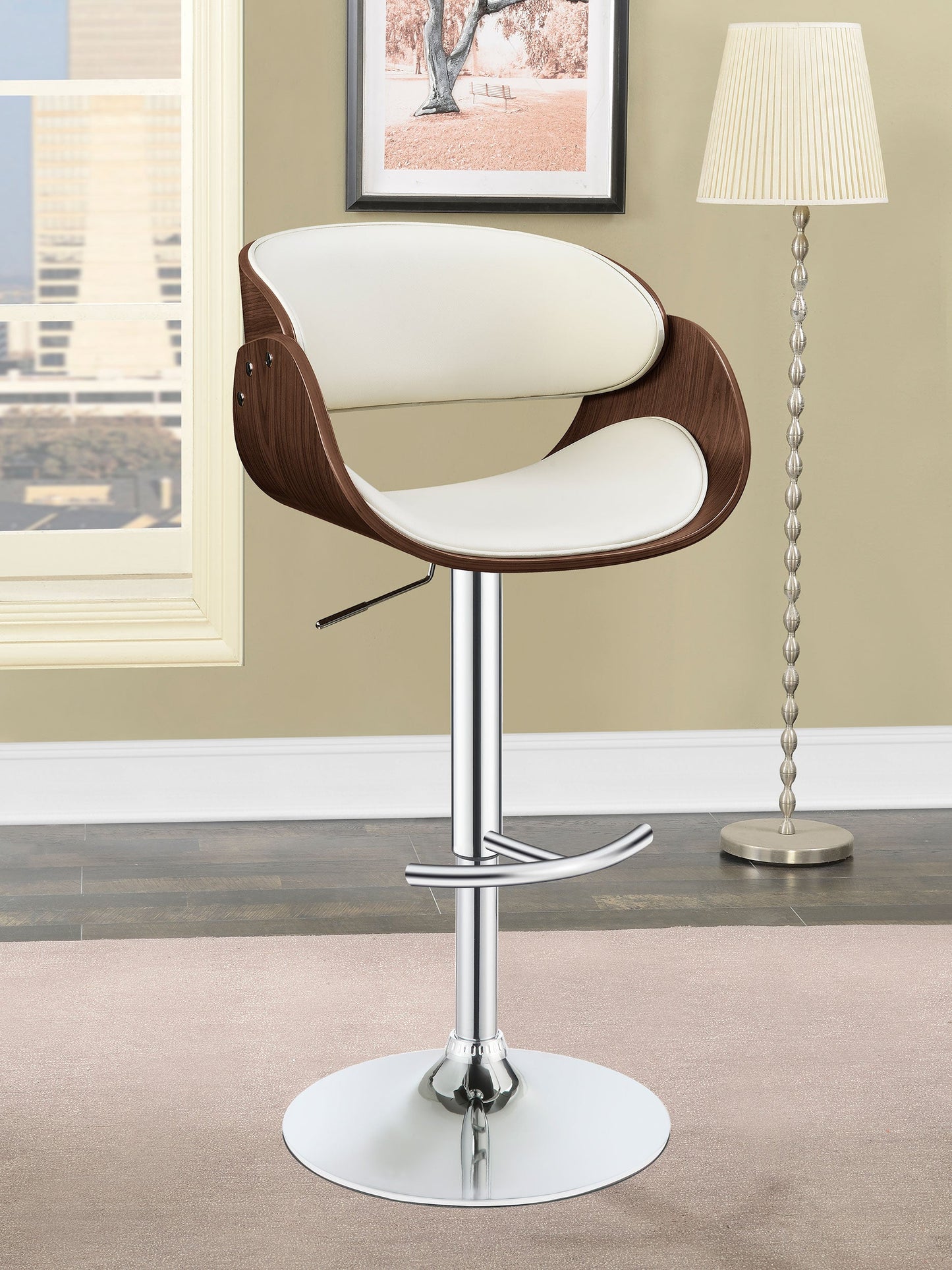 Dana AdjusTable Bar Stool Ecru and Chrome