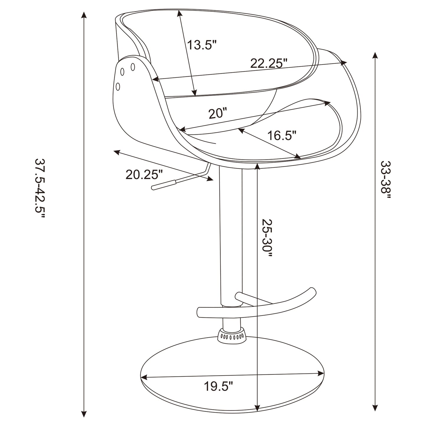 Dana AdjusTable Bar Stool Ecru and Chrome