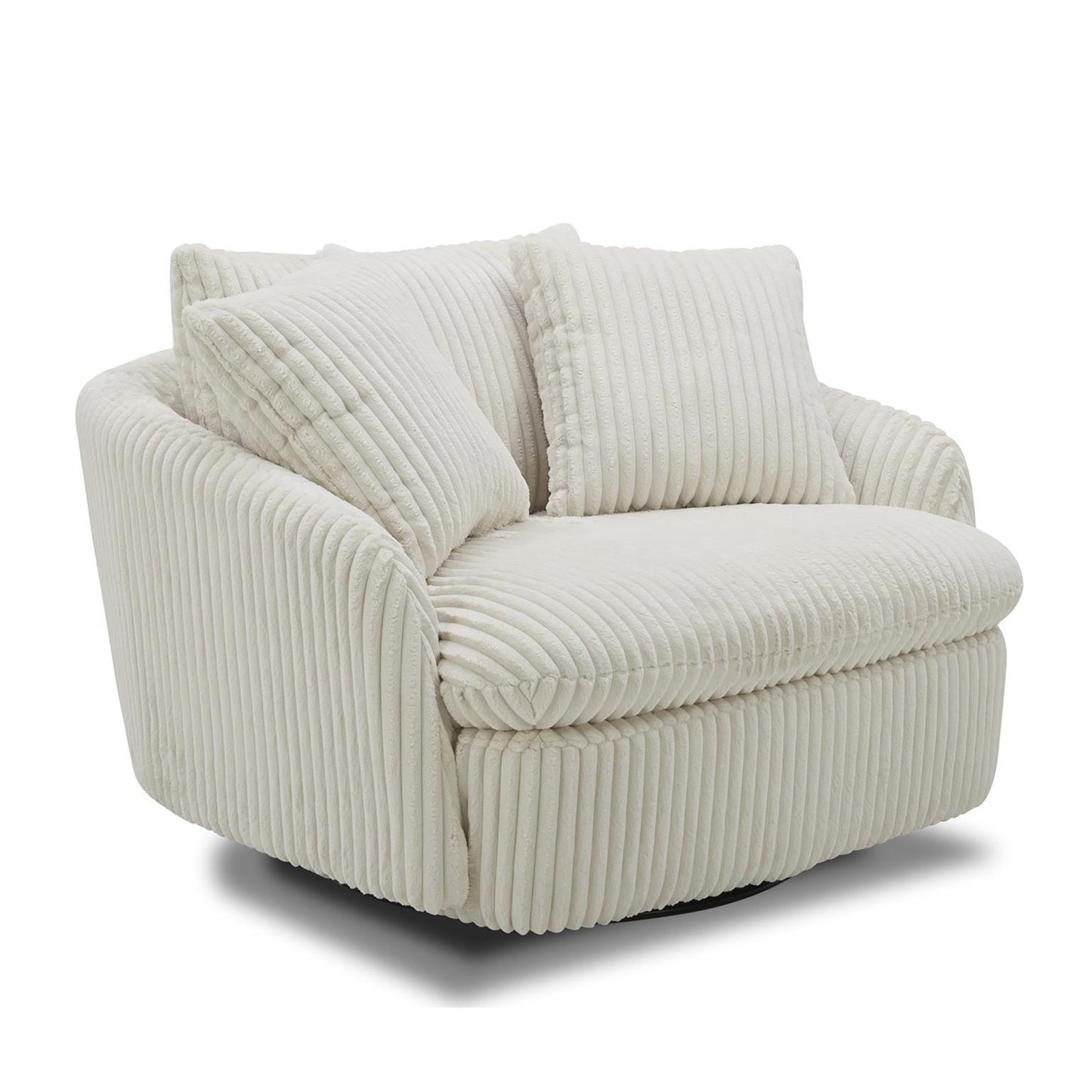 Boomer Mega Ivory Large Swivel Chair With 2 Toss Pillows